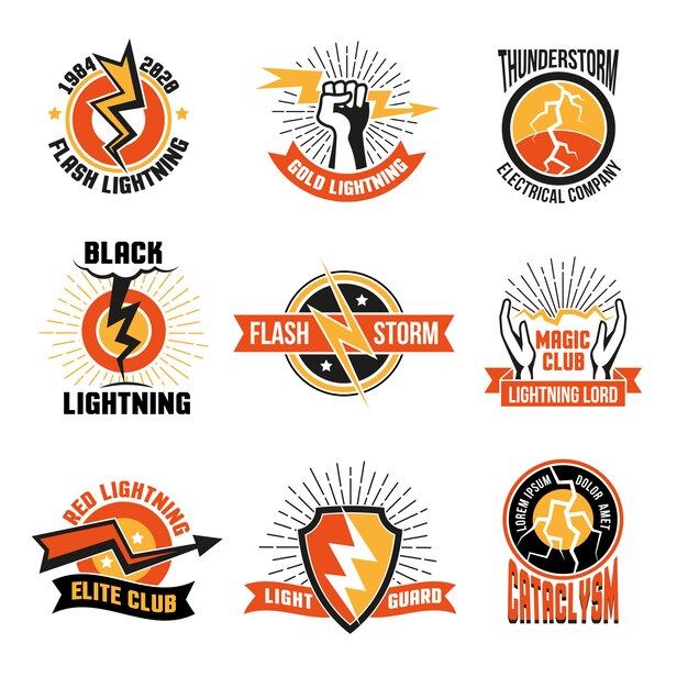 Lightning Logo Emblem Set