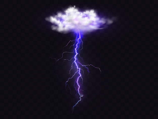 Free Vector lightning thunderbolt from thunderstorm cloud illustration. 