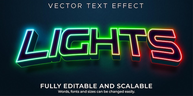 Lights sport editable text effect, rgb and neon text style