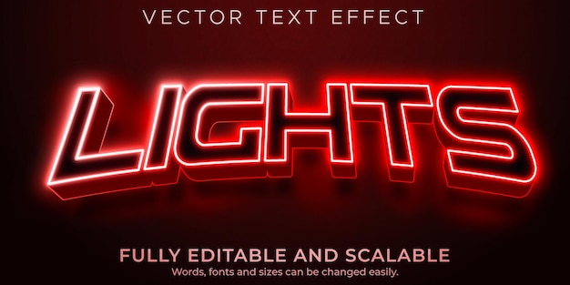 Lights sport editable text effect, rgb and neon text style