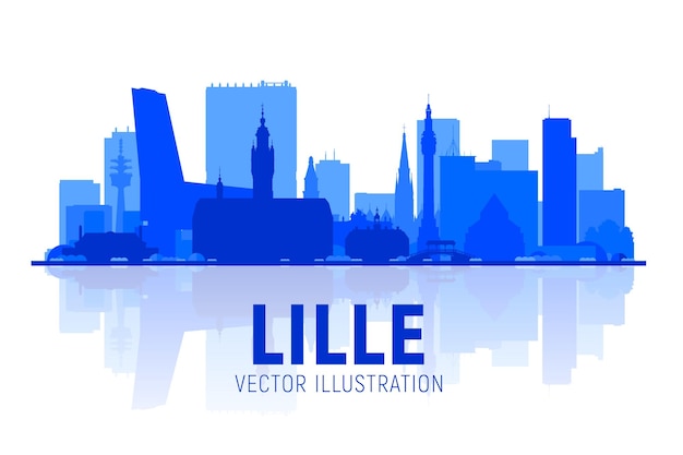 Free Vector lille  france  city skyline at sky background flat vector illustration with most famous buildings business travel and tourism concept with modern buildings image for banner or website