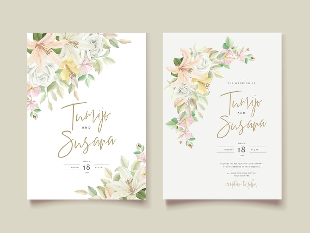 Lily floral wedding invitation card