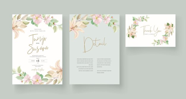 lily flower wedding invitation card