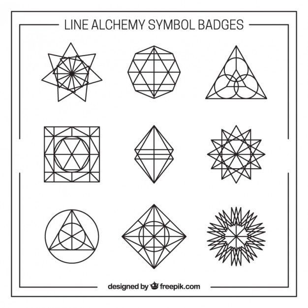 Free Vector line alchemy symbol badges