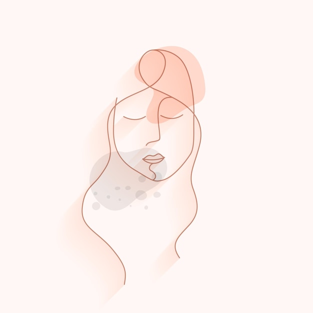 Free vector line art abstract woman face drawing in minimal style