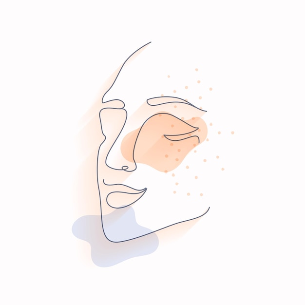 Free Vector line art abstract woman face sketch in hand drawn style