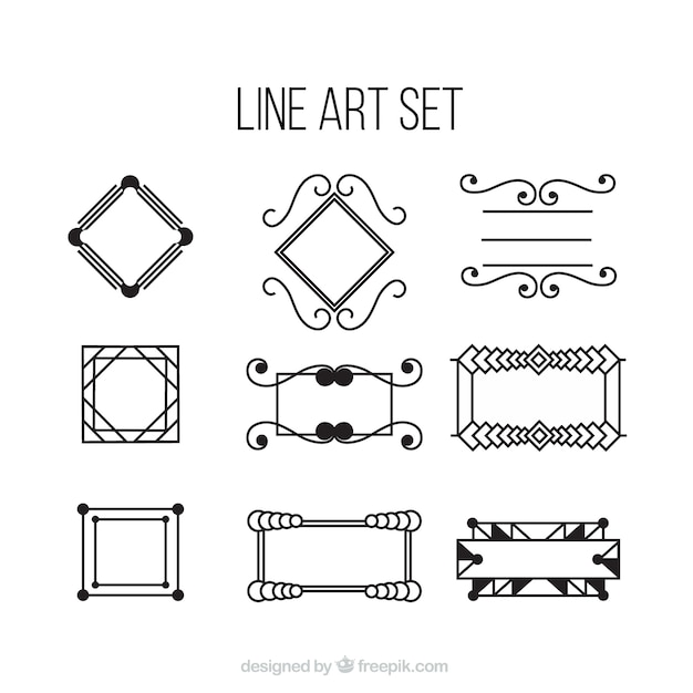 Line art set in black color