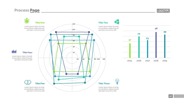 Free vector line diagram with five elements template