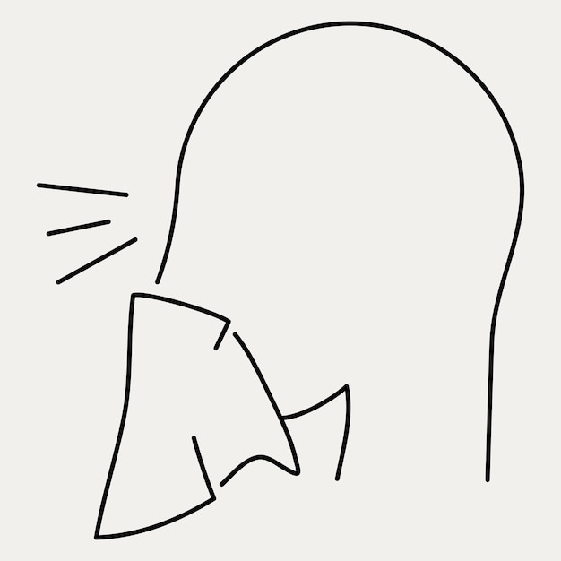 Free Vector line drawing character sneezing from covid-19 symptoms element vector