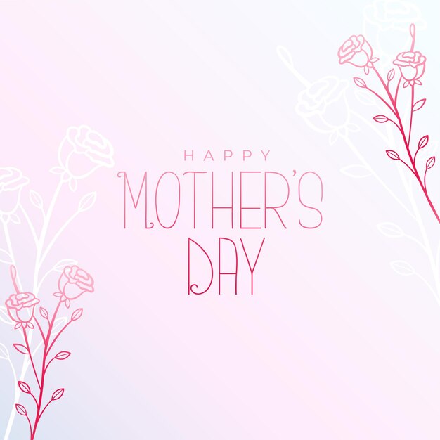 Line flower style happy mother's day greeting design