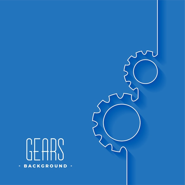 Line gears symbol on blue background design