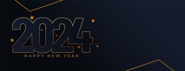 Free Vector line style 2024 golden lettering new year eve dark wallpaper vector