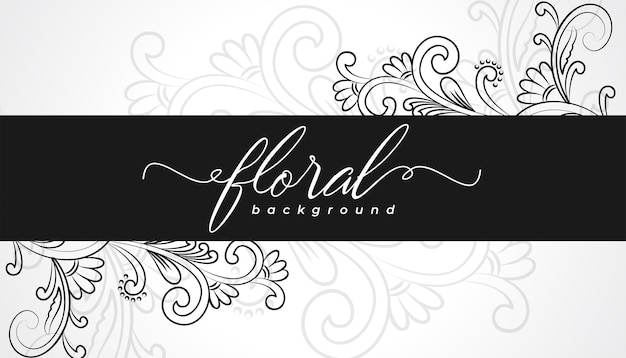 Free vector line style floral art banner for modern decoration