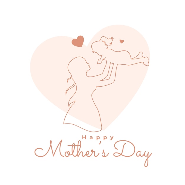 Free Vector line style happy mothers day background show mum love and affection