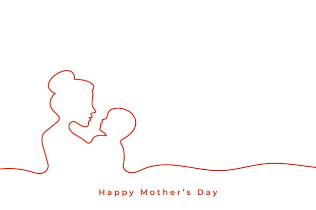 Free Vector line style mothers day minimal simple background