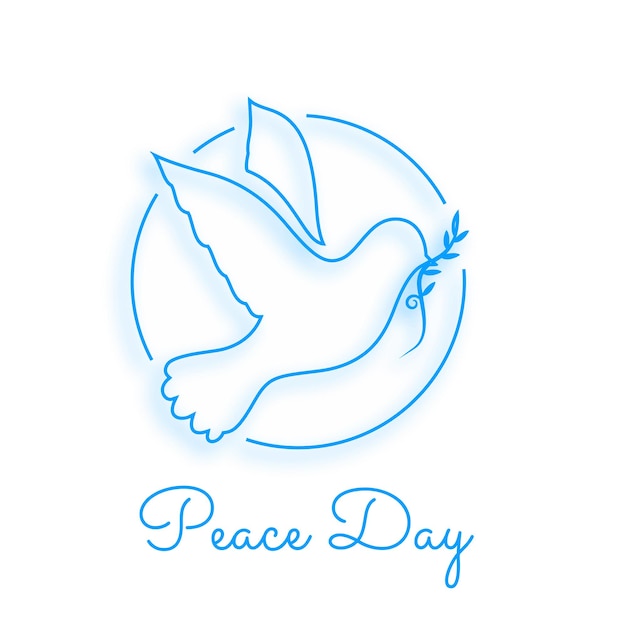 Free Vector line style peace day holiday poster with flying bird design vector illustration