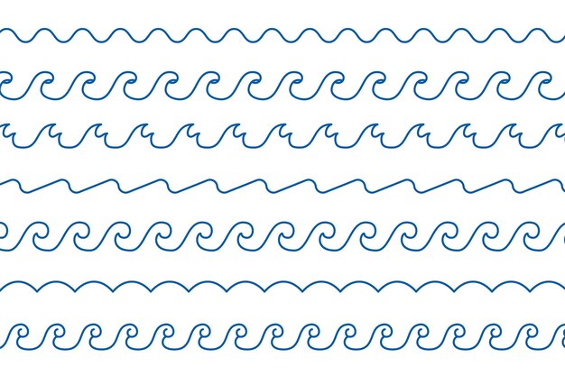 Line style sea waves pattern borders