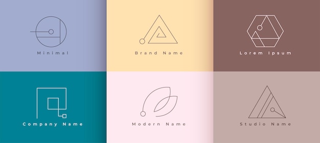 Free vector line style simple business logotype template in set