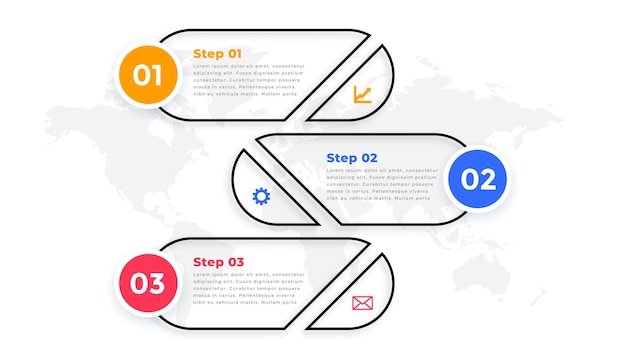 Line style three steps modern infographic template