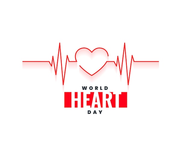 Free Vector line style world heart day cardiac background for medical support vector