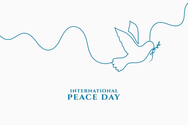 line style world peace day background with flying dove and olive branch vector