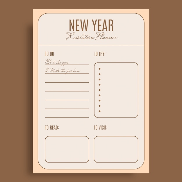 Free Vector linear aesthetic new year resolution planner