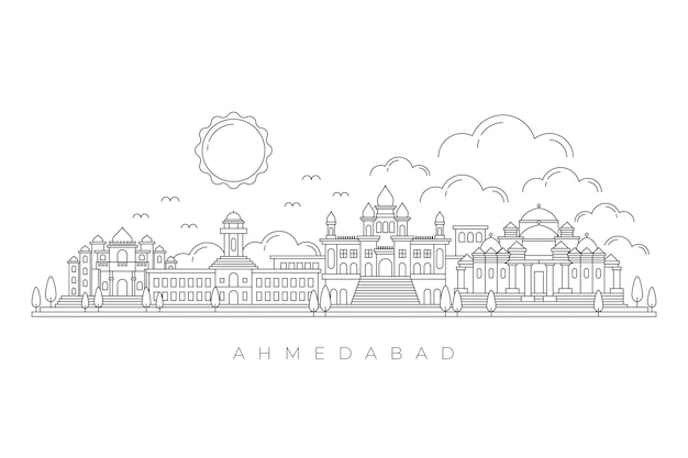 Free Vector linear ahmedabad skyline