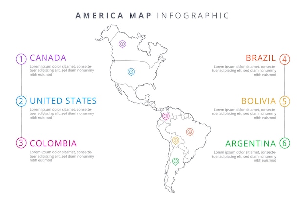 Free vector linear america map infographic