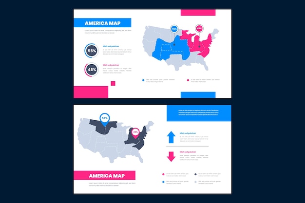 Linear america map infographic