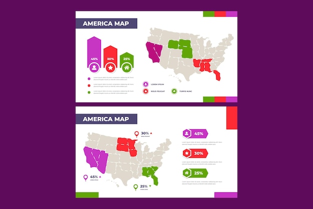 Free vector linear america map infographic