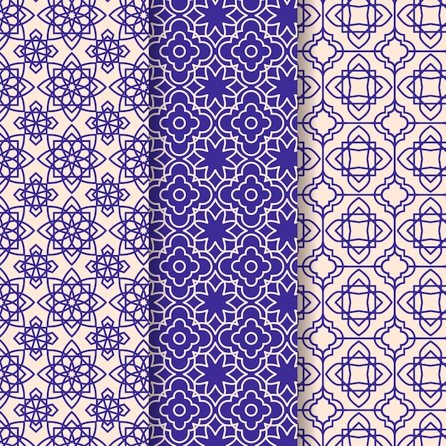 Free Vector linear arabic pattern collection