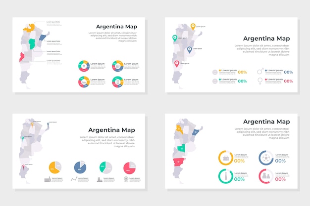 Free Vector linear argentina map infographics set