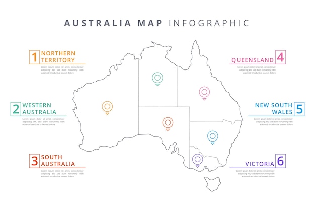 Linear australia map infographic