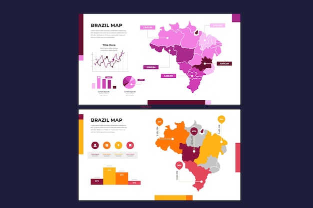 Free vector linear brazil map infographic