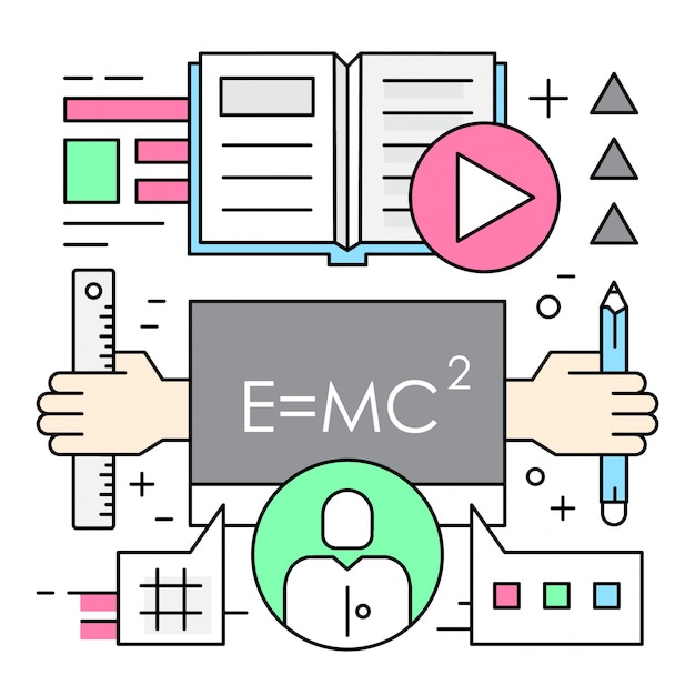 Linear education icons