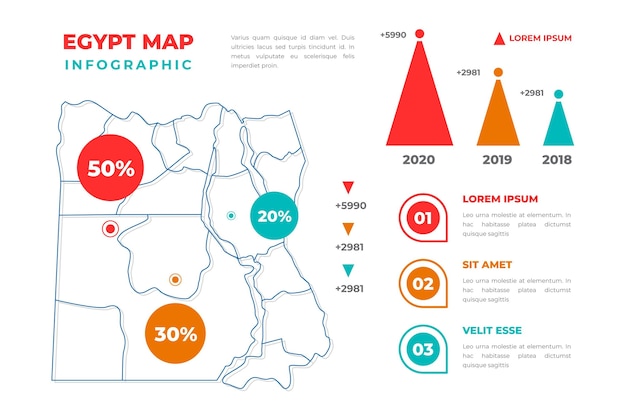 Linear egypt map infographic