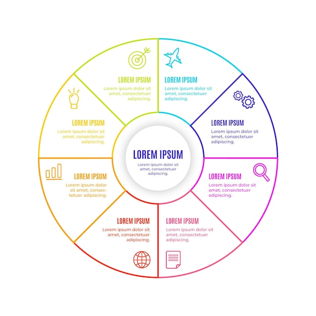 Linear flat circular diagram infographic