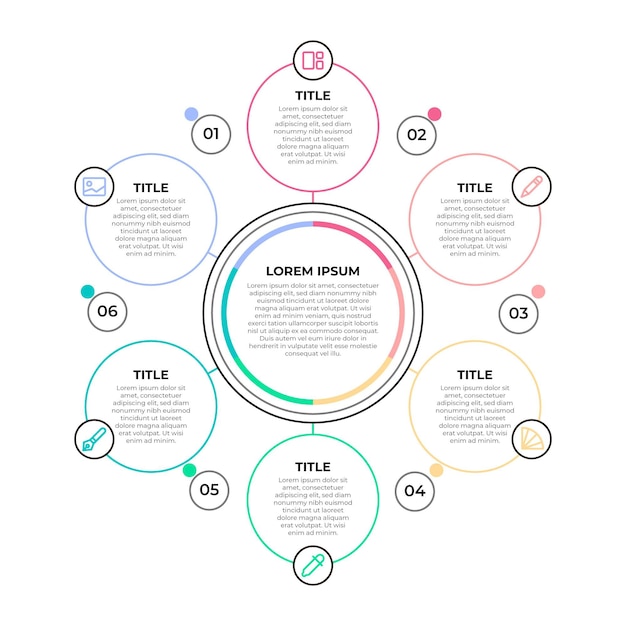 Free Vector linear flat circular diagram infographic