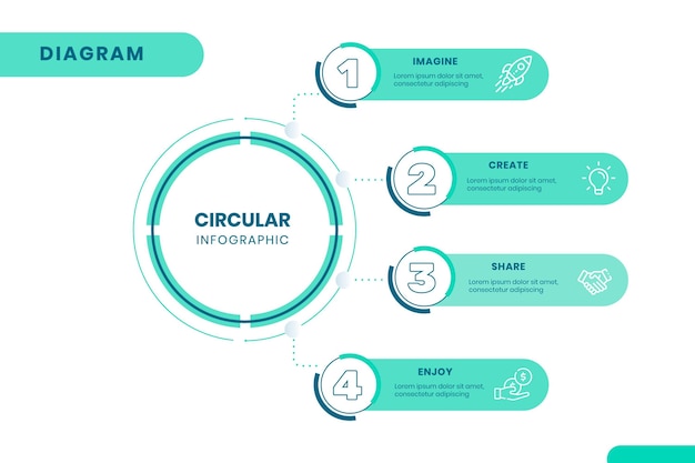 Linear flat circular diagram infographic