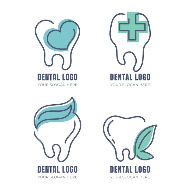 Linear flat dental logo collection