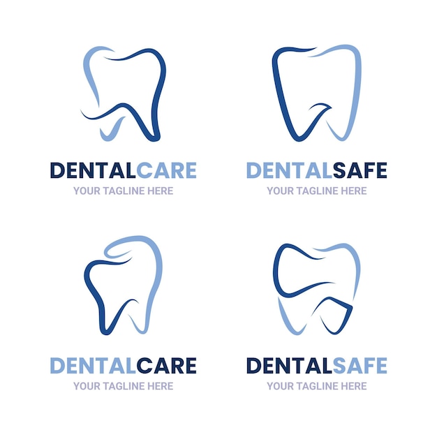 Linear flat dental logo collection