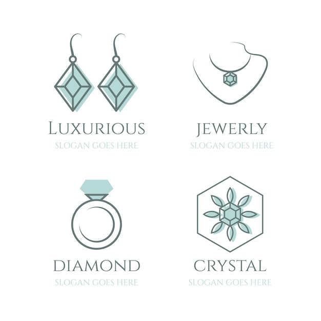 Linear flat design jewelry logo collection