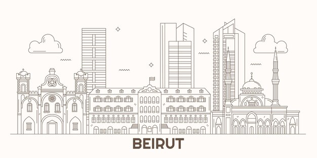 Linear flat design lebanon skyline