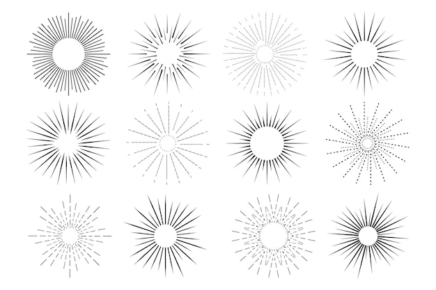 Free vector linear flat design sunburst pack