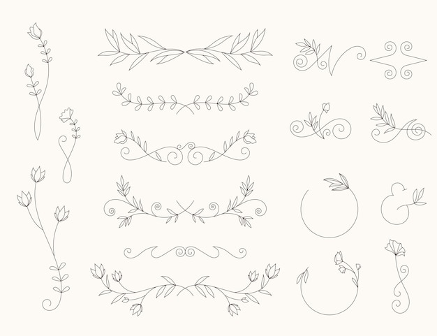 Free vector linear flat design wedding ornaments