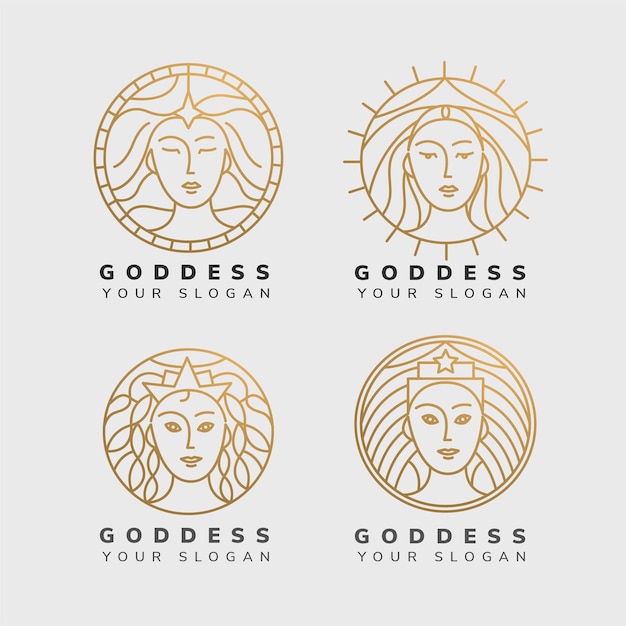 Free Vector linear flat goddess logo collection