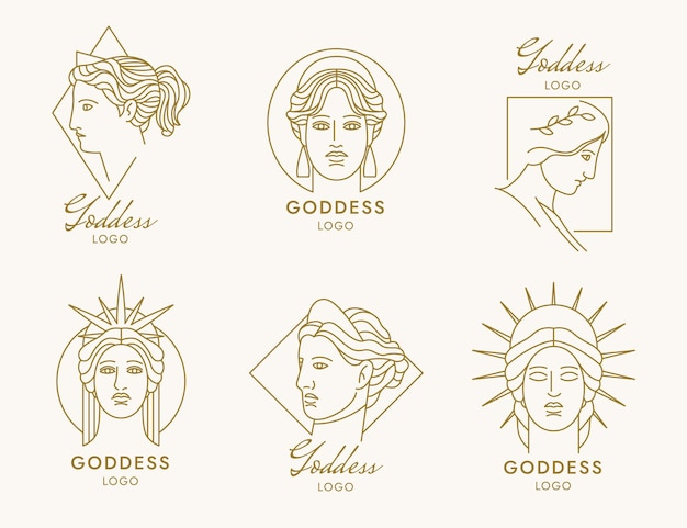 Free Vector linear flat goddess logos