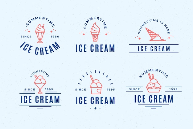 Linear flat ice cream label collection