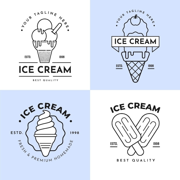 Linear flat ice cream label collection