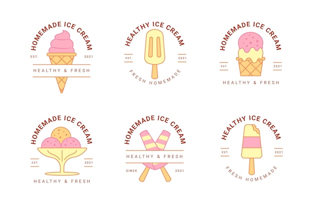 Free vector linear flat ice cream label collection